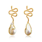 Culturesse L 'amour 78mm 24K Pure Gold Plating Drop Earrings For Pierced Ears