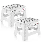 2 Pack - 9" Folding Plastic Step Foot Stool with Handle -White