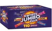 Cadbury Variety Jumbo Pack - 110 Pieces Chocolate Bars Box Share pack