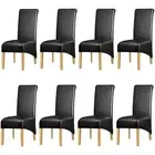 8 Piece Stretch Dining Chair Cover Slipcover PU Leather Highback Chair Protector