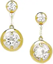 [JewelryWeb] 14k Yellow Gold CZ Simulated Diamond Fancy Drop Screw Back Earrings 21x10mm Stud Earring for Women