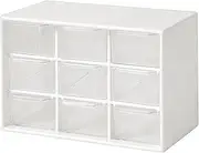 Dafape Mini Storage Drawers, Small 9 Drawers Organizer Bins Stackable Clear Plastic Box for Desk Office Bedroom Kitchen Makeup Jewelries Parts Gadgets Square Trays Desktop Stationary (White)