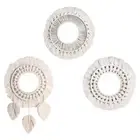 Wall Hanging Macrame Fringe Round Mirror Boho Decor for Apartment Livingroom