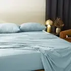 Morrissey King Bed Fitted Sheet Set 400TC Soft Blue Bamboo/Cotton Luxe Soft