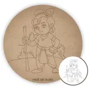 1 pc MDF Pre Marked Round Krishna for painting HomeDeco Wall Deco Puja Accessory