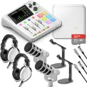 Rode RODECaster Duo White with 2x Rode Podmic Dynamic Podcast Microphone, 2x DS2
