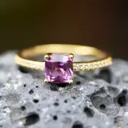 Lovely Lab Made Alexandrite Ring 18k Yellow Gold Vermeil June Birthstone
