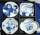 ANA × Peanuts Snoopy Mini Plate Set of 4 9x9cm Ceramic Limited 2023 Japan NEW