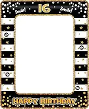16th Birthday Photo Booth Props,Black Gold Inflatable Selfie Frame Picture Frame,Giant Inflatable Party Photo Booth Frame for Girls Boys 16th Birthday Party Decorations Supplies,Girls Boys Favor Gift