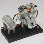 CISON FG-VT9 V2 9cc Four-Stroke Gasoline Engine Model with Metal Base Fuel Tank Full Set Silver Engine Cylinder with Black Base Color