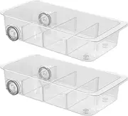 Fxvhojq Clear Fridge Organizers with Wheels Fridge Storage Container Refrigerator Organizer Storage Bins with Removable Dividers Pantry 15.35×7.6×3.54 Inch for Pantry Freez (01)
