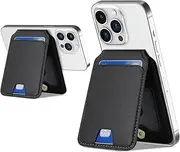 [Mizi] MagSafe Wallet, Magnetic Phone Vegan Leather Wallet with Adjustable Stand - Slim 5 Cards Holder for iPhone 15/14/13/12 Series, Not for 12/13 Mini - Black