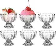 Vintage Glass Dessert Bowls, Ice Cream Cups, 5Oz Dessert Cups, for Sundae