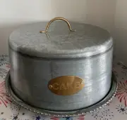 Stainless Steel Cake Server Plate With Dome Lid Cover Serving Tray. “NEW”