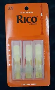 D'Addario Rico Bb Clarinet Reeds 3.5 Strength 3 Count Pack