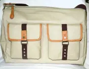 New BODHI Coated Canvas Army ivory Satchel Tote Weekender Duffle Bag Carry on