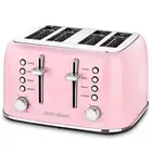 Toaster 4 Slice Retro Stainless Steel with Extra Wide Slots Bagel, Defrost, R...