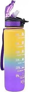Jlobnyiun Fitness Water Bottle - 1L Outdoor Drinking Bottle with Secure Lock Lid, BPA Tritan | Portable Sports Mug for Hiking, Gym, Cycling, Camping Use, Reusable Leakproof Gradient Hydration Cup