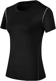 [Yuerlian] Women's Yoga Compression Shirt Sport Performance Crewneck T Shirt