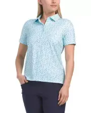 G/FORE Women Golf Printed Tech Jersey Polo, Size L