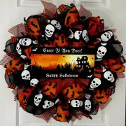 Enter If You Dare Happy Halloween Handmade Deco Mesh Wreath