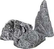 POPETPOP 3Pcs Artificial Stones Adornments Simulation Rockery Landscape Decor for Fish Tanks Pots and Micro Landscapes Durable Easy to Zen Design