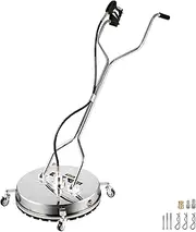 VEVOR Pressure Washer Surface Cleaner, 24'', Max. 4000 PSI by 2 Strong Nozzles for Driveways, Sidewalks, Patios, Stainless Steel Frame w/Rotating Dual Handles, Wheels, Fit for 3/8'' Quick Connector