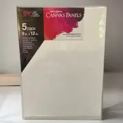 SMC Cotton Canvas Panels Boards 9x12 Inches 5 Pack New