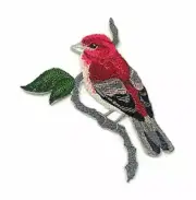 New Hampshire Purple Finch Embroidered Iron on/Sew Patch [4.8" x 5"]