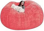 7ft Bean Bag Chair Cover Only Without Filling for Kids Adults, Recliner Gaming Storage Bag for Indoor, Faux Sack Beanbag Replacement Case (Color : Pink)