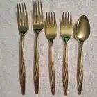 American Flair IS 24k Gold Plated Silverware Dinner, Salad Fork & Spoon (5)