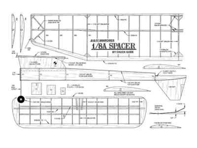 PDF File on USB RC Model Airplane Plans: 1/8A Spacer .010 Freeflight 26" WS