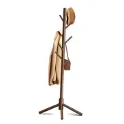 Wooden Coat Rack Stand, Free Standing Coat Rack with 8 Hooks 3 New Brown