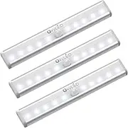 OxyLED Motion Sensor Closet Lights, Cordless Under Cabinet Lightening, Wireless Stick-on Anywhere Battery Operated 10 LED Night Light Bar, Safe Lights for Closet Cabinet Wardrobe Stairs, 3-Pack