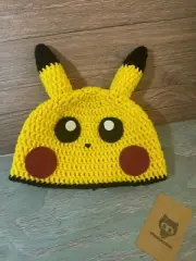 Pikachu Beanie Hat 2-5 Yrs Old Crochet Handmade