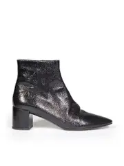Black Patent Mid Heel Ankle Boots