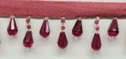 Sparkling Decorative Bead Fringe Trim - Ruby Red