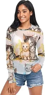 [RPLIFE] Cats Cute Net Tops for Women, Sheer Womens Tops S-XXL
