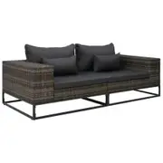 2 Piece Garden Sofa Set with Cushions Poly Rattan Grey