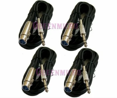 4 Pack 10FT XLR 3-Pin Female to 1/4" Stereo TRS Plug Mic Microphone Cord Cable