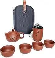 Portable Tea Set Handmade Purple ClayTea Set,Chinese Tea Set,Kung fu Tea Set,Porcelain Teapot & teacups with Travel Bag