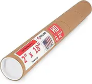 Paclord 2" x 18" Heavy-Duty Reinforced Cardboard Mailing Tube, Pack of 1 Tube with 2 Caps – Secure USPS Approved – Great for Shipping and Storing of Prints, Artwork, Posters or Documents