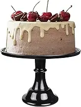 KLASKWARE Round Cake Stand Black 11" Melamine Cake Display Stand Dessert Cupcake Display Tray for Graduation,Wedding,Birthday,Party,Anniversary,Ceremony