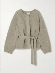 [Deiji Studios] Deiji Studios - Pod Belted Bouclé Cardigan - Gray - S/M S/M Gray