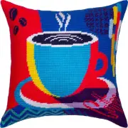 Tapestry Pillow Cover DIY kit "Coffee" Needlepoint kit Printed canvas