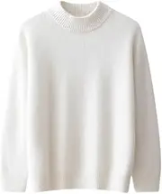 [Hamthuit] Women Half High Collar Sweater Soft Warm Solid Sweater Knitwear Turtleneck Pullover Knitted Warm Fitted Sweater