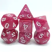 New 7 Piece Polyhedral Pearlescent Raspberry Dice Set With Bag D&D RPG