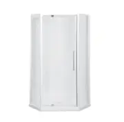 914mm Flinders Neo Chrome Glass Semi-frameless Corner Pivot Shower Screen