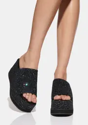 [Shellys London] Black Glitter Bubble Platform Mules