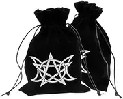 UTHCLO 2pcs Tarot Bag Pouch with Drawstring Traveling Accessories Tarot Storage Pouch Storage Bag Jewelry Pouches Drawstring Bags Lint Jewelry Pouches Tarot Cards Bags Dice Black Flannel